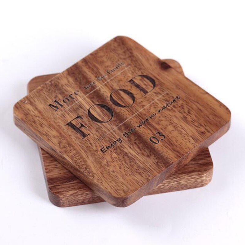 1Pc Mug Coaster Round Square Wood Cup Coaster Table Mat Kitchen Placemat Cup Pads Glass Teapot Drink Coasters Table Accessories