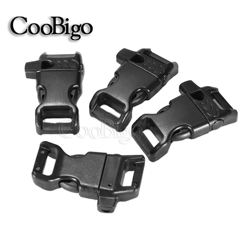 5/8" Side Release Buckle Curved Emergency Survival Whistle Buckle Parachute 550 Paracord Bracelet Strap Bag Parts
