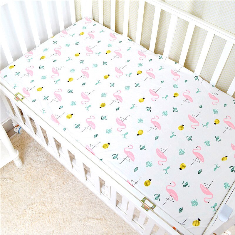 100cm Katoen Wieg Hoeslaken Zacht Ademend Baby Bed Matras Cover Cartoon Pasgeboren Beddengoed Voor Ledikant Maat 130*70CM
