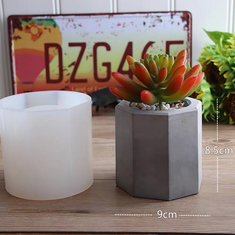 Vaas aardewerk mal vetplant mal diy siliconen mallen voor beton cement pennenhouder container mal: B-grote-schimmel