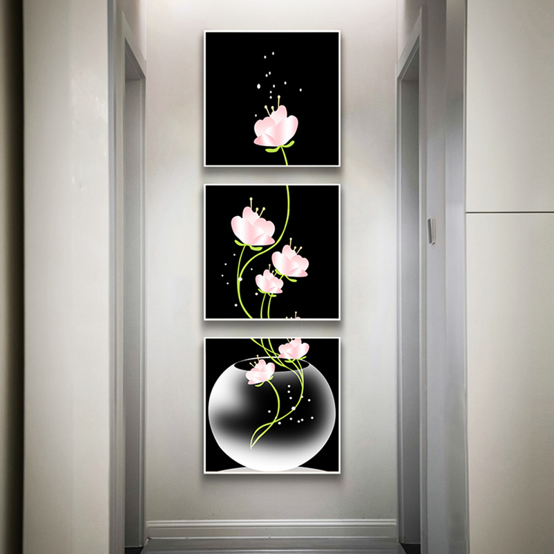 3 paneles Canavs pintura flores Poster imágenes de pared nórdicas para sala de estar pasillo escandinavo decoración abstracta arte de pared