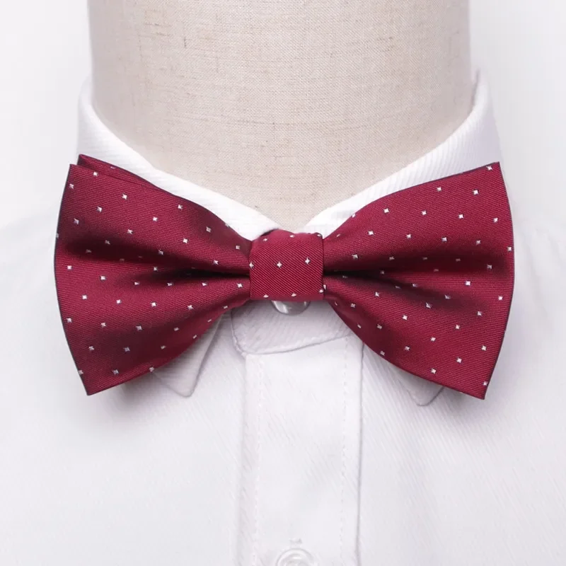 Laços pretos clássicos masculinos, gravata borboleta de poliéster, tecido, ponto, verificado, borboleta descascada, vestido de casamento, cão formal masculino, moda