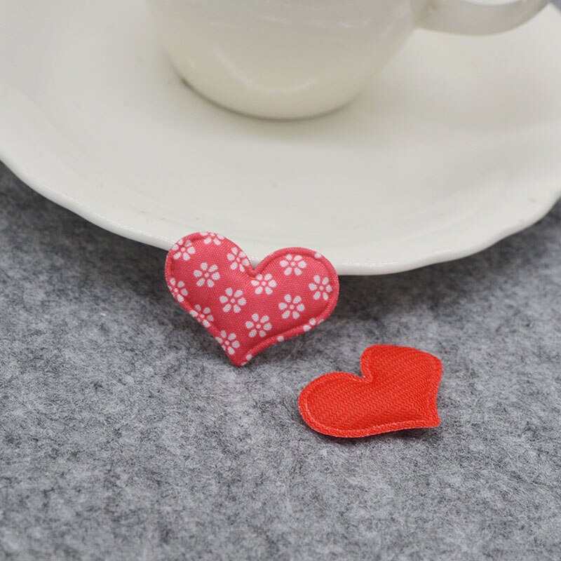 50 stks/partij 3.8*3 cm Ginganghart Padded Applicaties voor DIY handgemaakte kinderen haar accessoires, decoratie accessoires