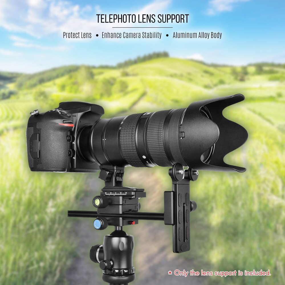 Andoer L200 Telephoto Lens Support Long Lens Holder Bracket Compatible for Arca-Swiss Sunwayfoto RRS Benro Kirk Markins Mount