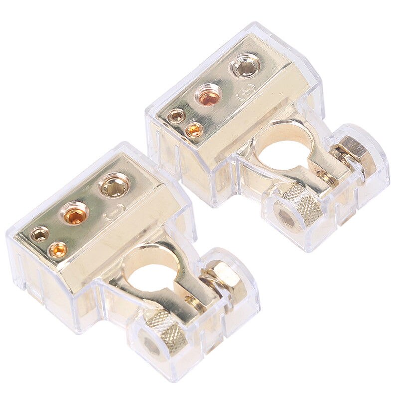 Positive&Negative Car Battery Terminal Connectors 0/4/8 AWG Gauge Gold Parts