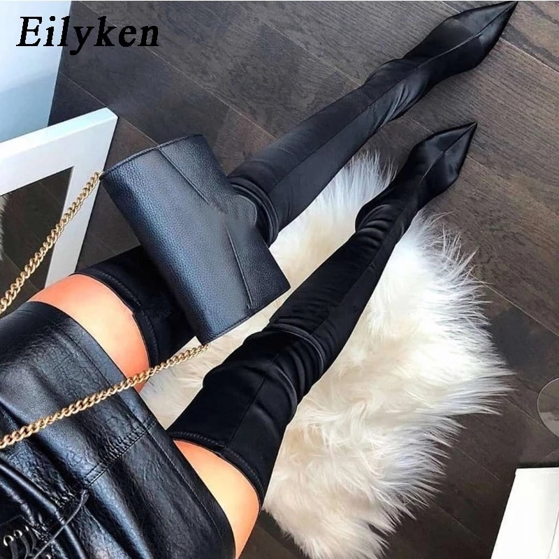 Eilyken – cuissardes hautes élastiques pour femmes, bottes extensibles au dessus du genou, Sexy, talons hauts, chaussettes, , 2022