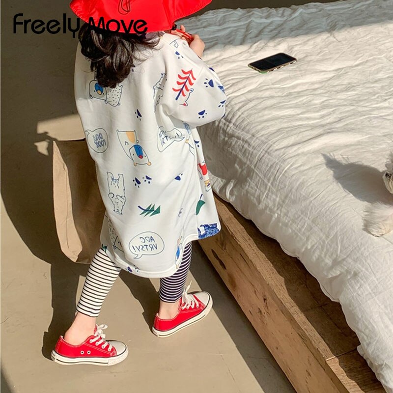 Sposta liberamente le ragazze Leggings invernali pantaloni a righe Patchwork pantaloni in cotone per bambini collant esterni pantaloni coreani elastici in vita per bambini