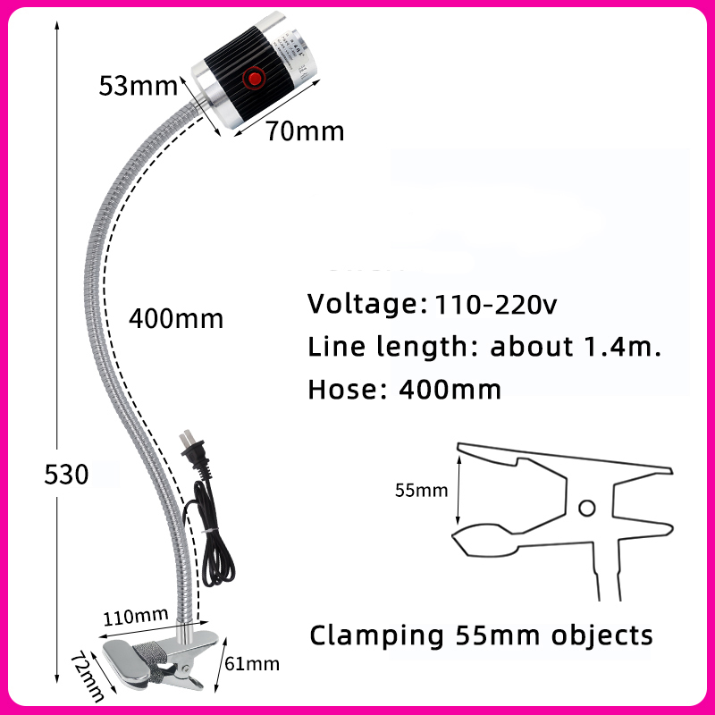 LED CNC Werkzeugmaschine Arbeitslampe Drehmaschine langer Schwanenhals Werkstatt Arbeitsscheinwerfer Magnetisch / Schraubsockel Superhelle Industrielampe: Warme Gelb / 125W