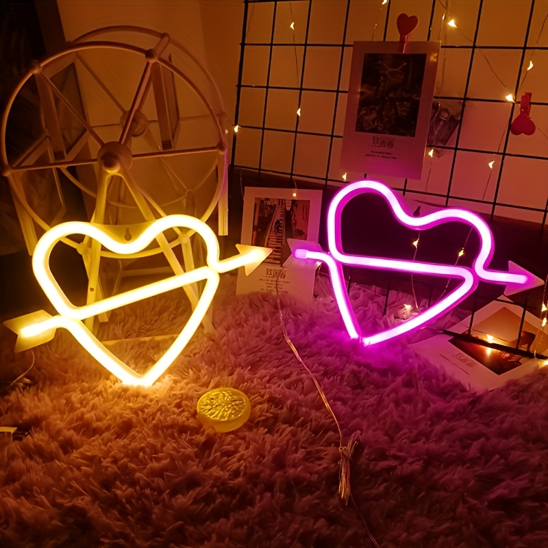Luz de neón decorativa LED multifuncional para dormitorio, atmósfera del hogar, luz decorativa de primavera y verano, luz de estilo para fiestas navideñas, luz nocturna para habitación de niños, USB o con batería