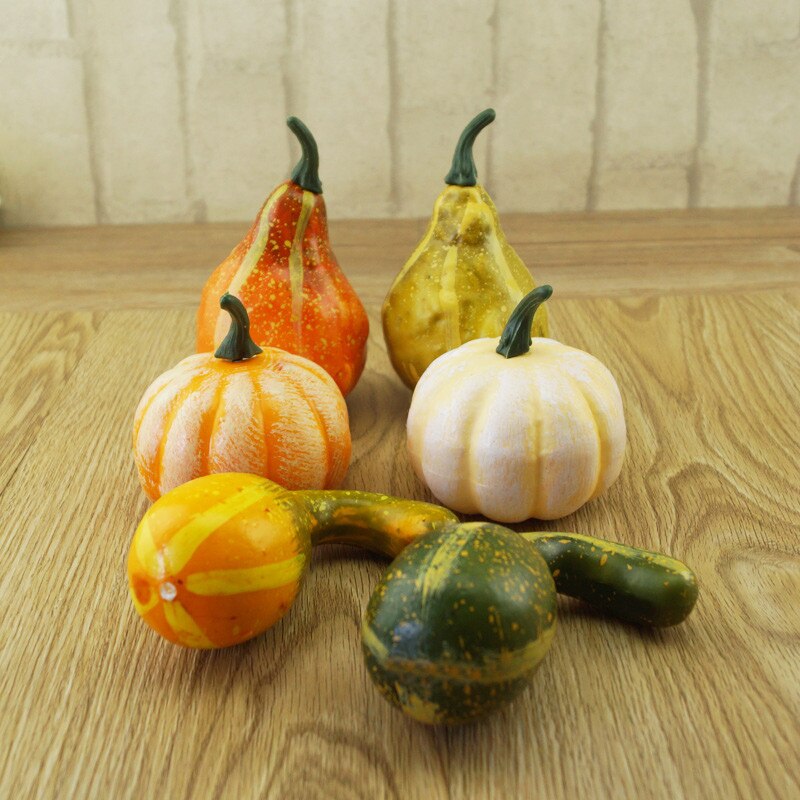6/12/16 pz Decorativa di Zucche di Halloween Zucche Ornamentali Da schiacciare e Zucca per la Decorazione di Halloween citrouille blanche BDF