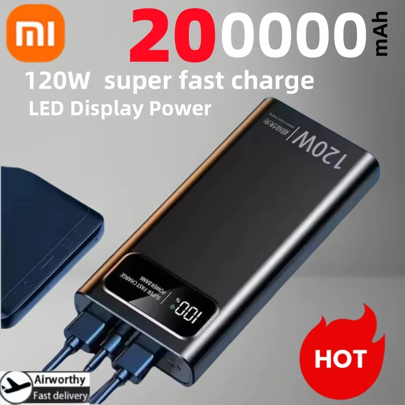 XIAOMI 120W 200000 mAh power bank grande capacidade de carregamento super rápido bateria externa led display digital para iphone android novo