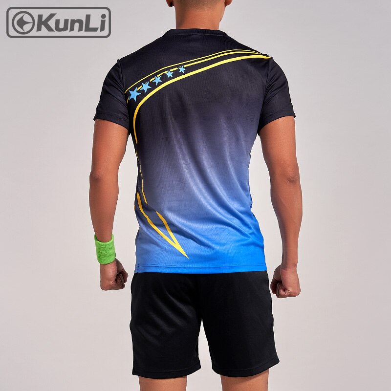 Camiseta de tenis de manga corta de Kunli para hombre deportes al aire libre ropa de bádminton para correr camiseta de voleibol de baloncesto