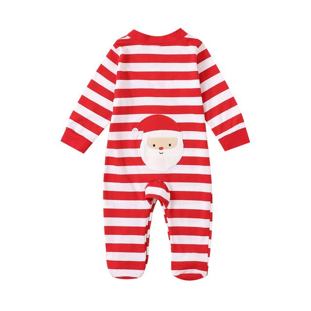 Infantile bébé garçons filles noël chaussures à manches longues combinaison automne frais noël rayure retour père noël une pièce pantalons longs: A / 12M