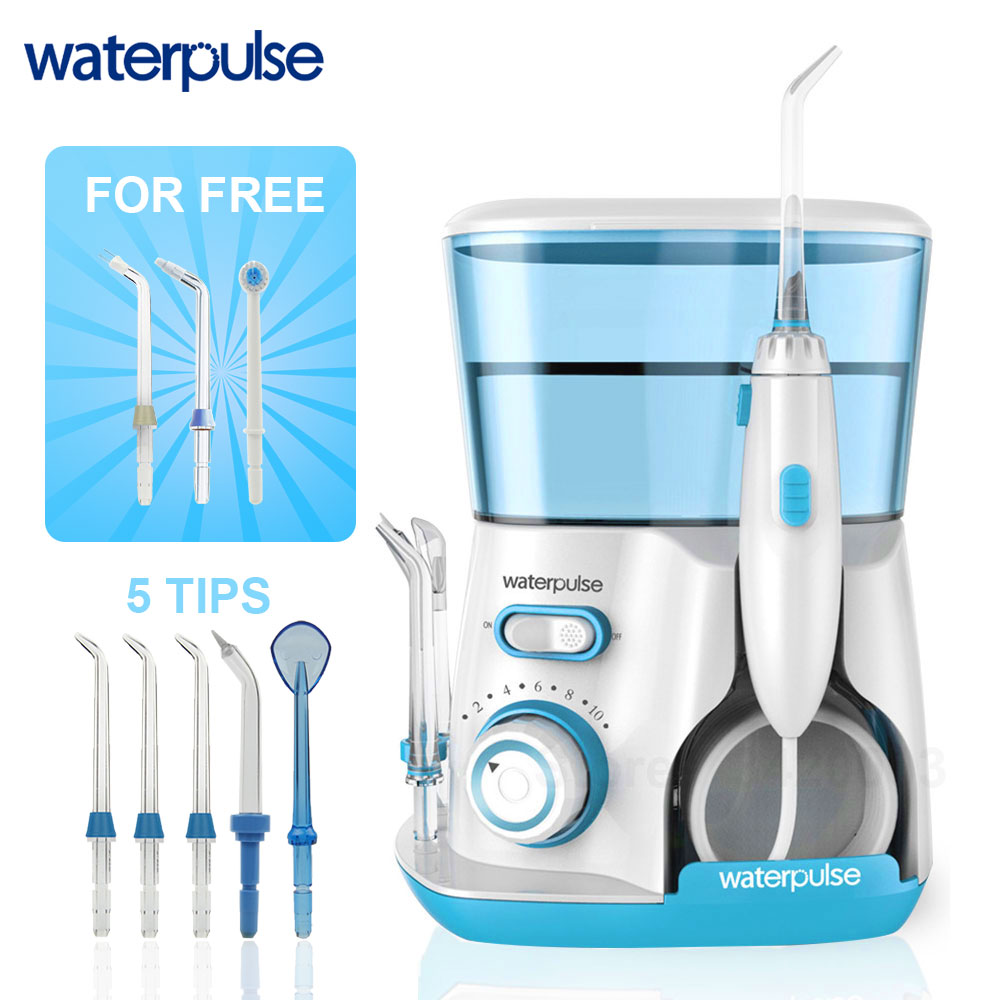 Waterpulse-hydropulseur, fil pour les dents et la bouche, soins buccaux, 8 embouts, 800ml, V300