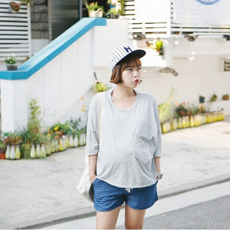 thumbnail: Gowjog Zwangerschap Jeans Shorts - Lage Taille, Gescheurd, Ruwe Zoom, Comfortabel Denim
