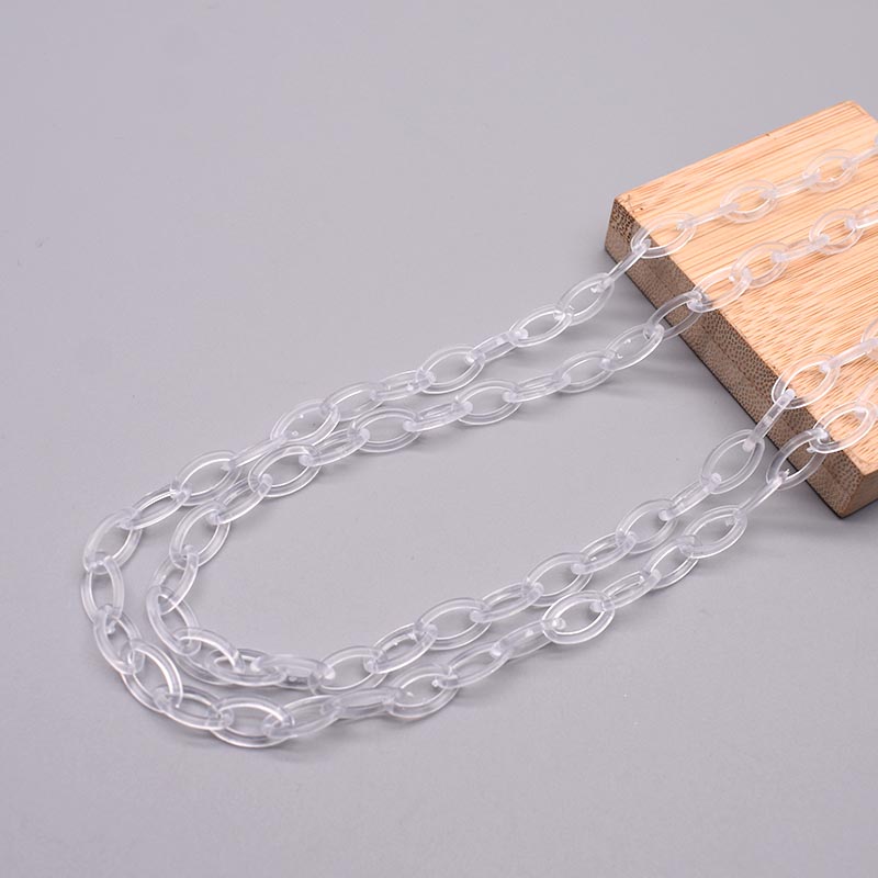 Cadeia Link acrílico transparente para fazer jóias, lagosta fecho correntes, achados links, óculos, 50cm de comprimento, 10 pcs, 50pcs