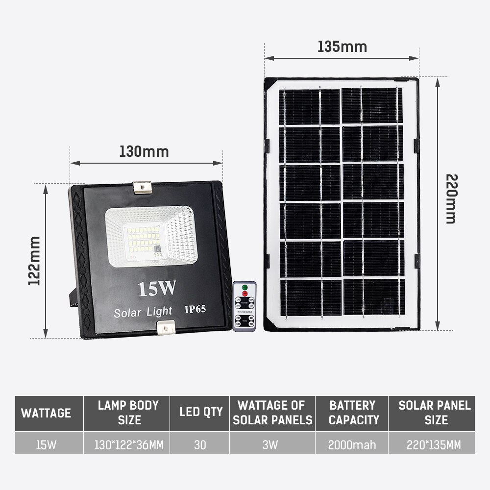 15W Solar Cast Light LED Flood Light Remote Control Street Lamp Waterproof Outdoor Solar Spot Lights LED floodlight district