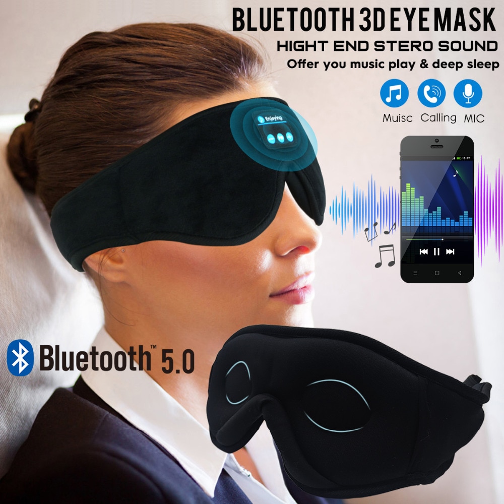 JINSERTA-auriculares inalámbricos 3D con Bluetooth 5,0, cinta para la cabeza para teléfono, auriculares suaves para dormir, mascarilla para dormir, música