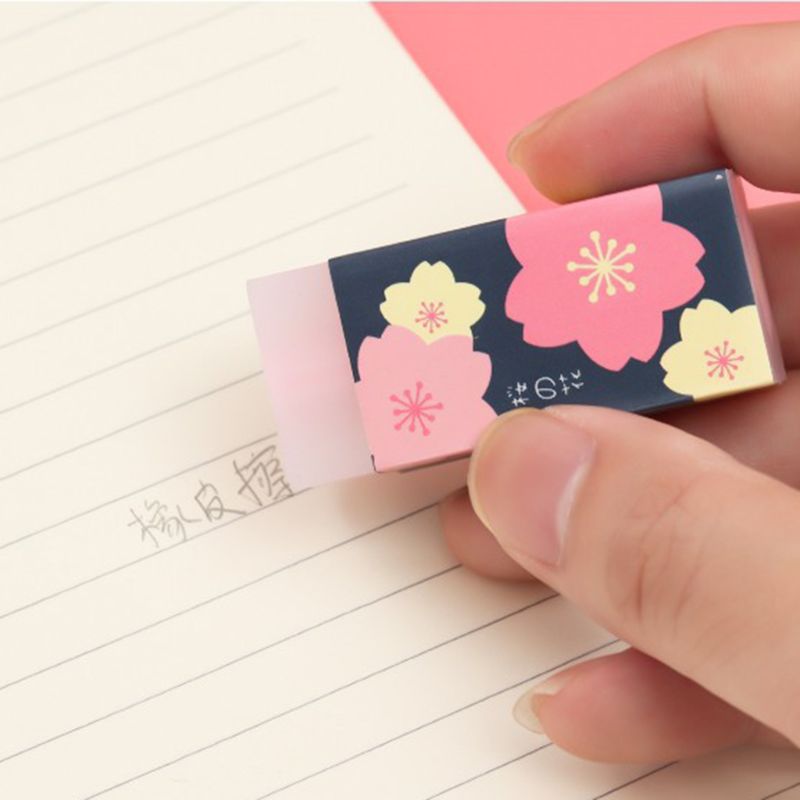 3 Pcs/set Lovely Cherry Blossoms Rubber Erasers Sakura Petal Sketch Painting Pencil Correction Tool School Office Stationery