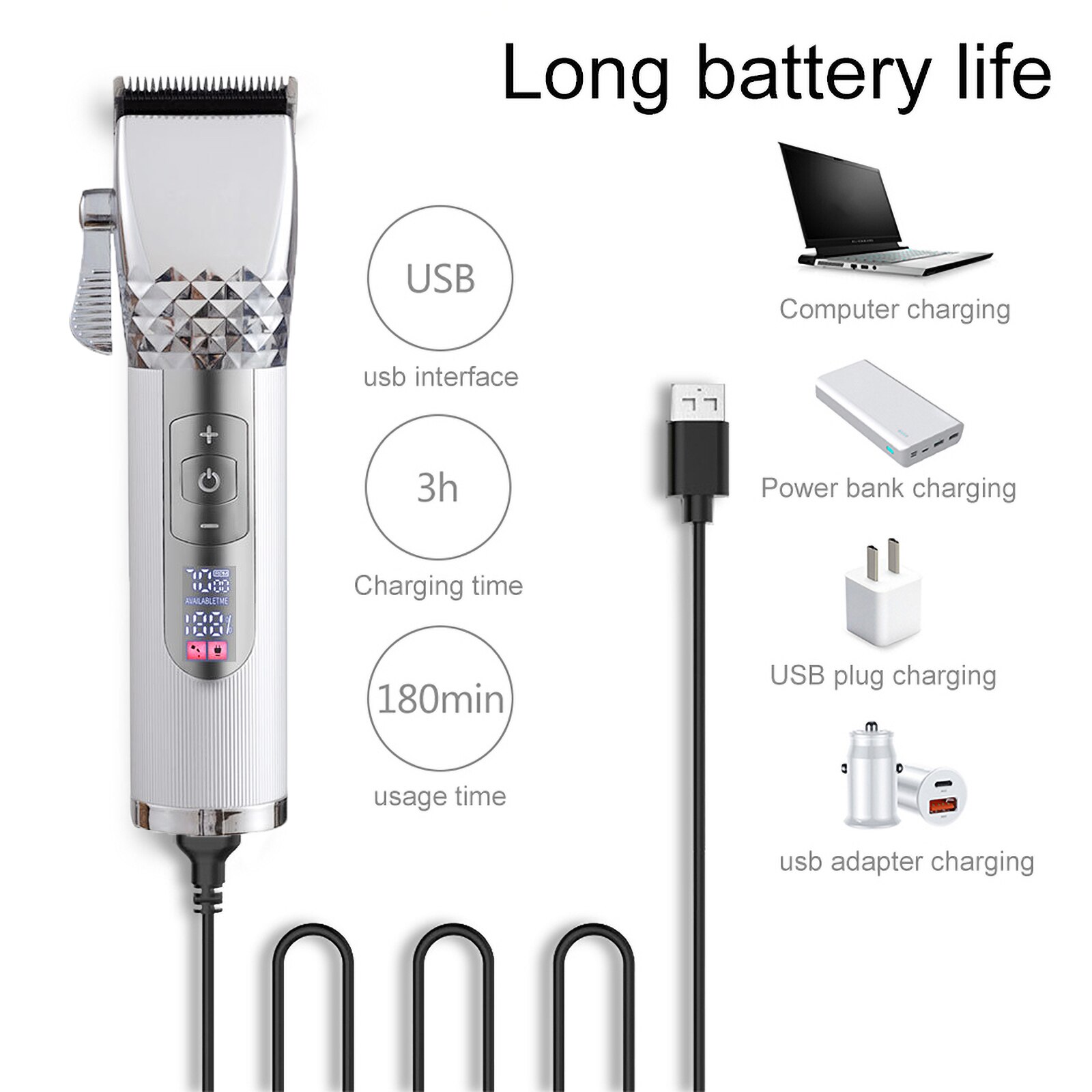 Tondeuse à cheveux et à barbe électrique professionnelle t-outliner,rasoir rechargeable filaire et sans fil, machine pour la découpe et la finition,