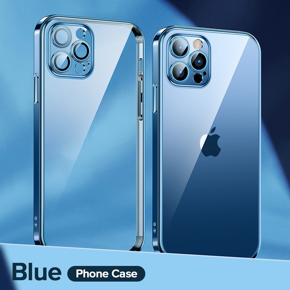 Joyroom-funda chapada para iPhone 12 Pro, cubierta completa de lente a prueba de golpes, suave, trasera de TPU para iPhone 12 Pro Max Mini: For iP 12 Pro Max / Sea Blue