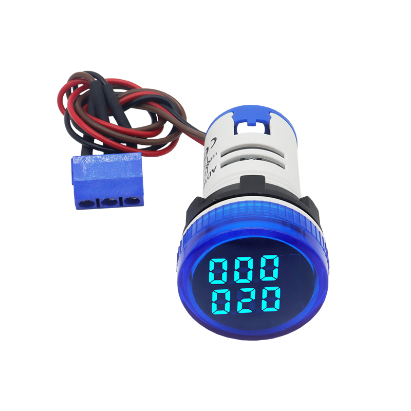 Panel Counter Meter Mini 22mm LED Digital Display Square Round Timer For Industrial Use AC220-380V 0-999999: green