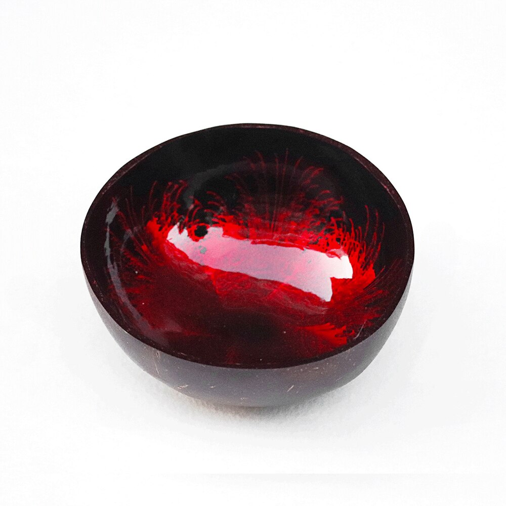 Special Organic Natural Coconut Shell Bowl Handmade Decor Breakfast Bowl Original Fruit Salad Dish Restaurant Tableware: red