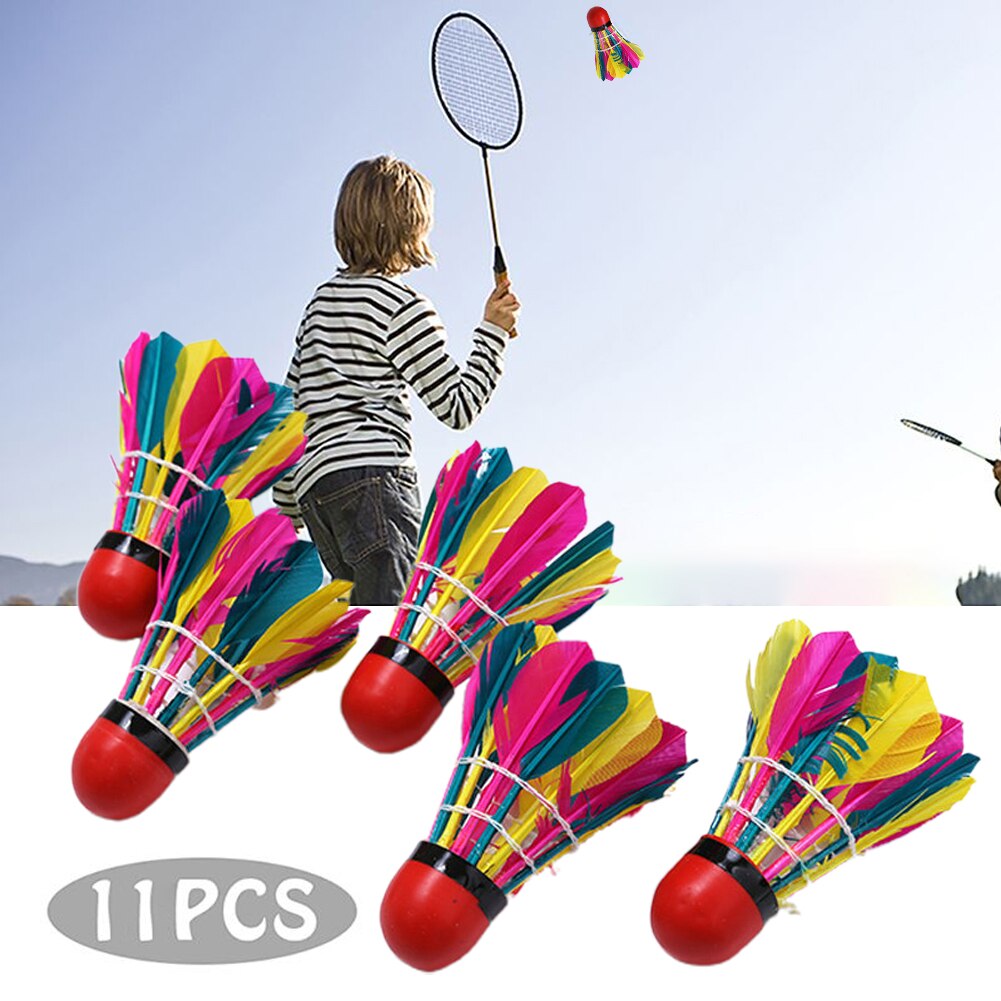 11 pces competição recreativa artificial pena esportes treinamento colorido peteca ginásio acessórios portátil bola de badminton