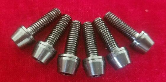 6pcs GR5 Bicycle Titanium Steel Screws Bolts With Titanium Washer M5*16mm TI-6al-4V DIN912 Inner Hexagon Ultralight: Black vacuum coating