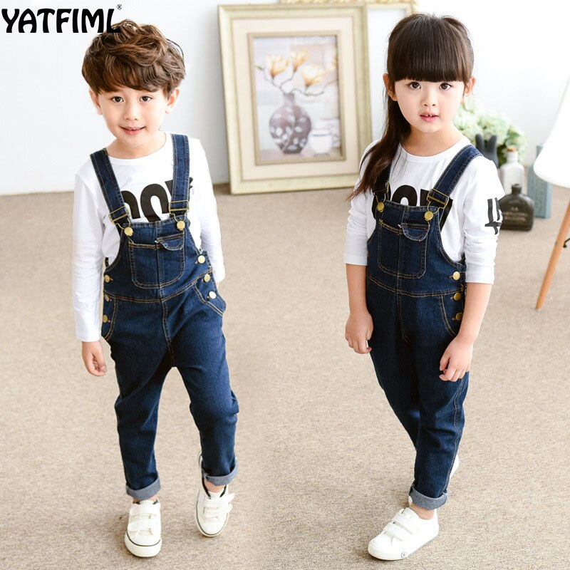 YATFIML Spring Autumn denim overall for boy girl JEANS jumpsuit FOR CHILDREN: 7T