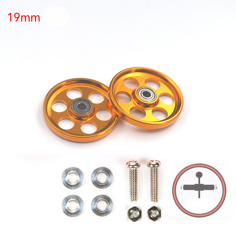 2pcs Aluminum Alloy 19mm Rollers Bearing Roller Arc Edge Guide Wheel Tamiya Mini 4WD 94996/95349/95348/15449 Self Made Parts: camel