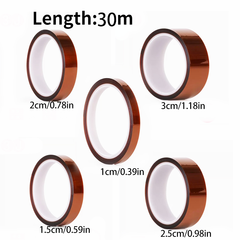 Nastro resistente alle alte Temperature con dito dorato lungo 30m nastro in poliimmide nastro isolante antistatico per batteria al litio per animali domestici di dimensioni multiple