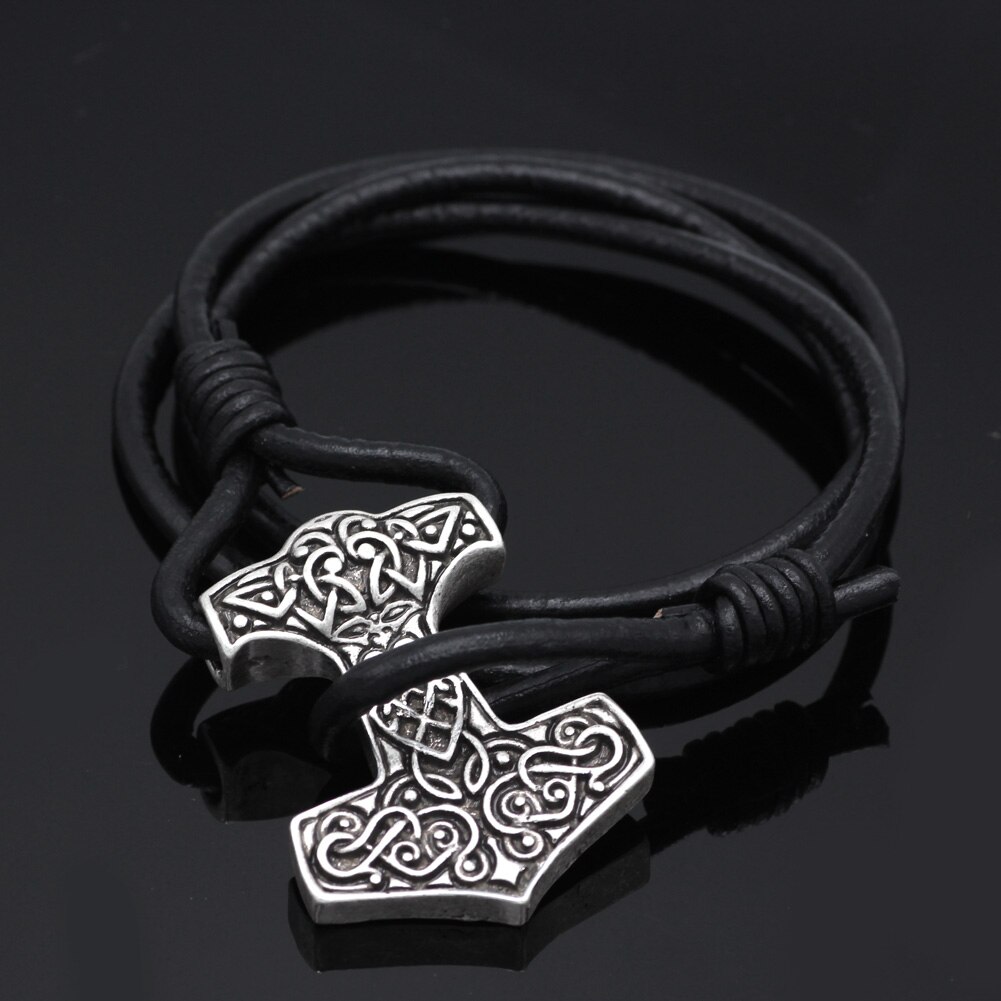 Nordic Vikings Amuleto Del Pendente braccialetto Leggendario Vichingo Odino del Nodo del Martello bracciale Ciondolo Talismano