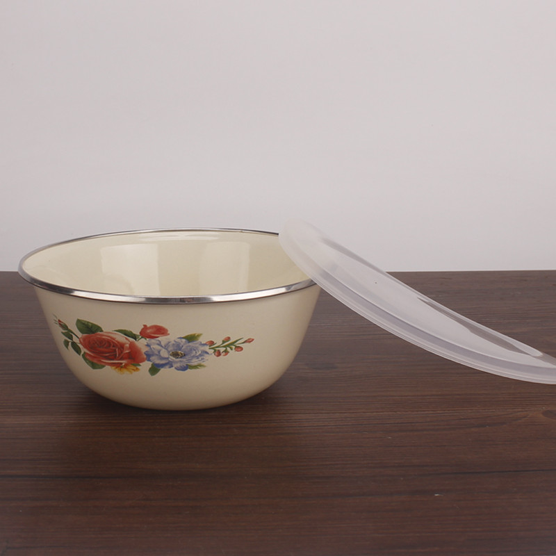 Tazón de esmalte nostálgico, tazón de esmalte retro, olla de sopa de esmalte chino Diámetro 16cm 20cm 10 unidades/1 paquete
