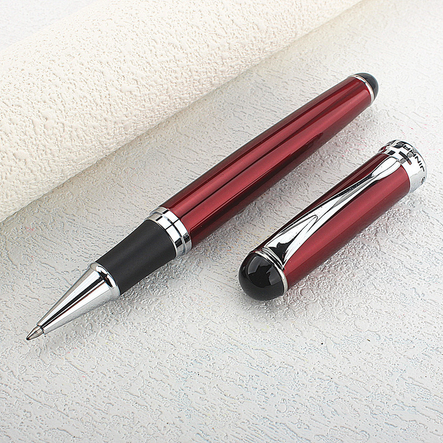 JINHAO 126 Luxury Pure Silver Rollerball Pen Metal Steel Ballpoint Pens with Case Office Supplies: PURPLE