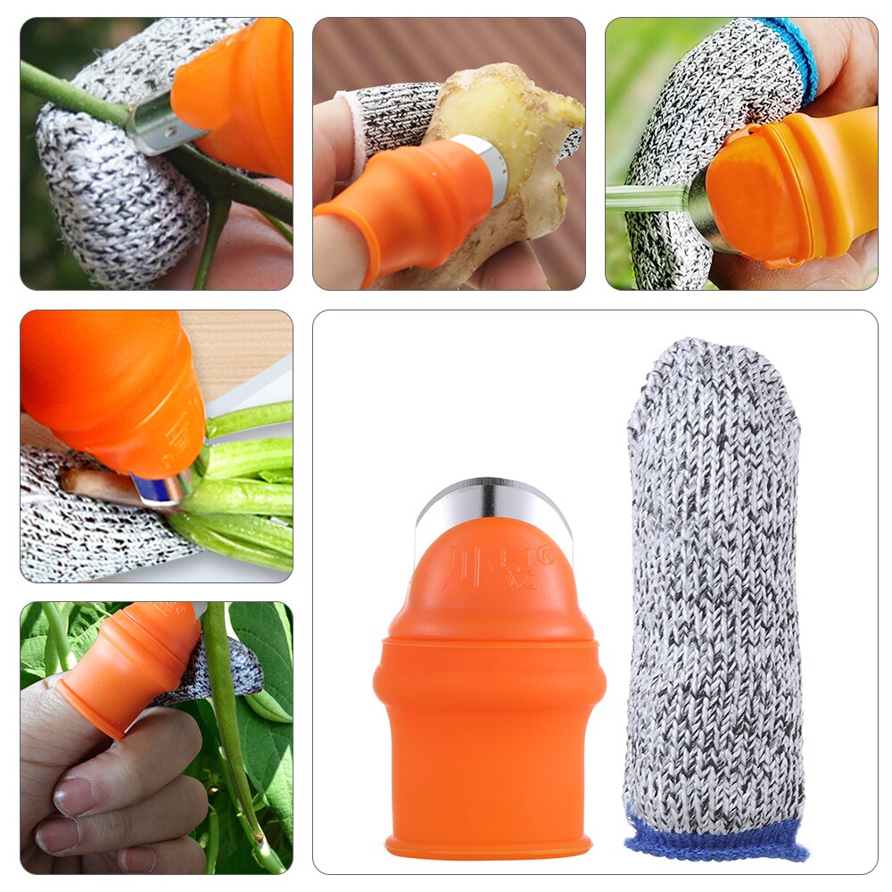 Silicone Thumb Cutter Finger Guards Garden Plant Fruit Vegetable Picking Tool Cut-resistant Finger Protector Sleeve Bean Picker