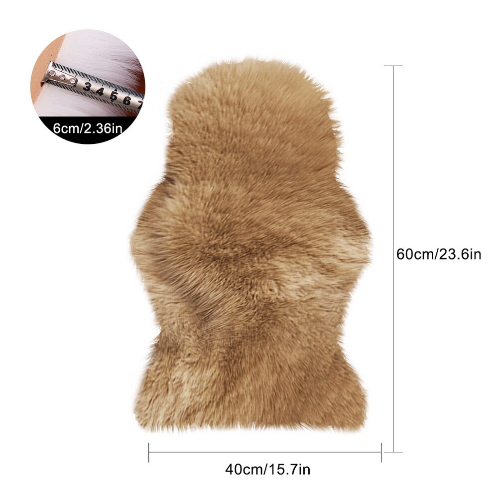 Luxe Rectangle doux en peau de mouton moelleux zone tapis Faux blanc fourrure tapis Shaggy cheveux longs solide tapis salon coussin de siège décor à la maison: B 40x60cm coffe 1