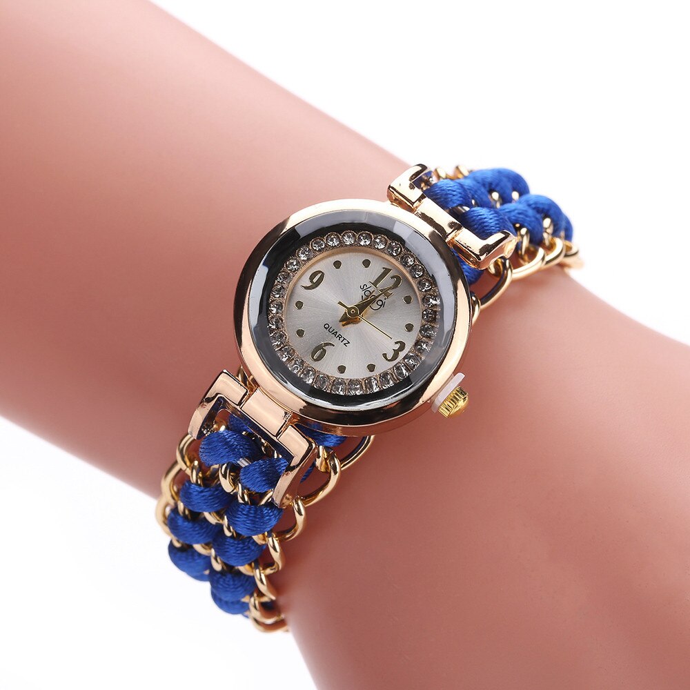 Watch Knitting Rope Chain Winding Analog Male Female Quartz Men Women's Watches Movement Wristwatch Bracelet Ladies Girls Clock: B