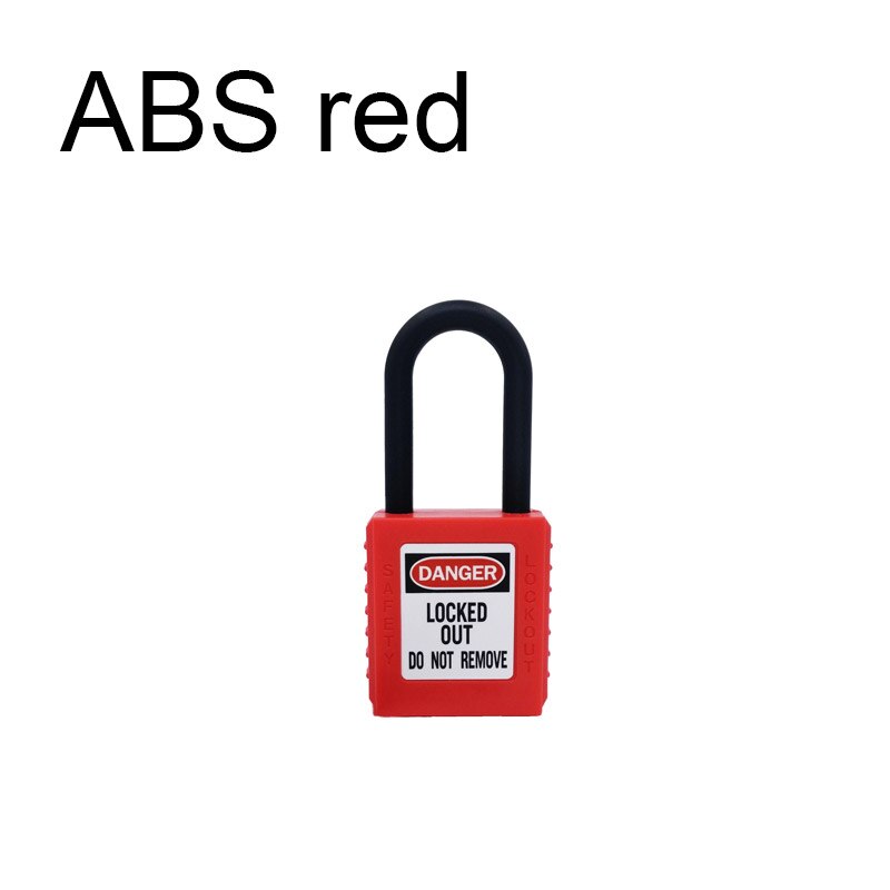 ABS lock security padlock engineering lock plastic shackle steel 38mm nylon non conductive safety padlock with 2 unique key: ABS red