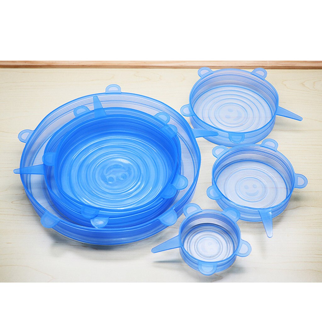 6Pcs Reusable Silicone Wrap Bowl Seal Cover Stretch Lid Keep Food Fresh Fresh Seal Bowl Stretchy Wrap Cover Kitchen Cookware
