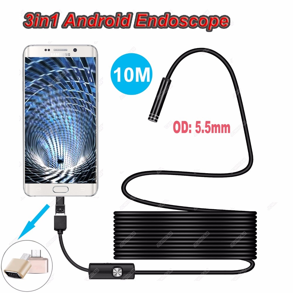 Cámara endoscopio USB tipo C Android de 5,5mm cámara de inspección de tuberías impermeable boroscopio para Huawei teléfono Android boroscopio