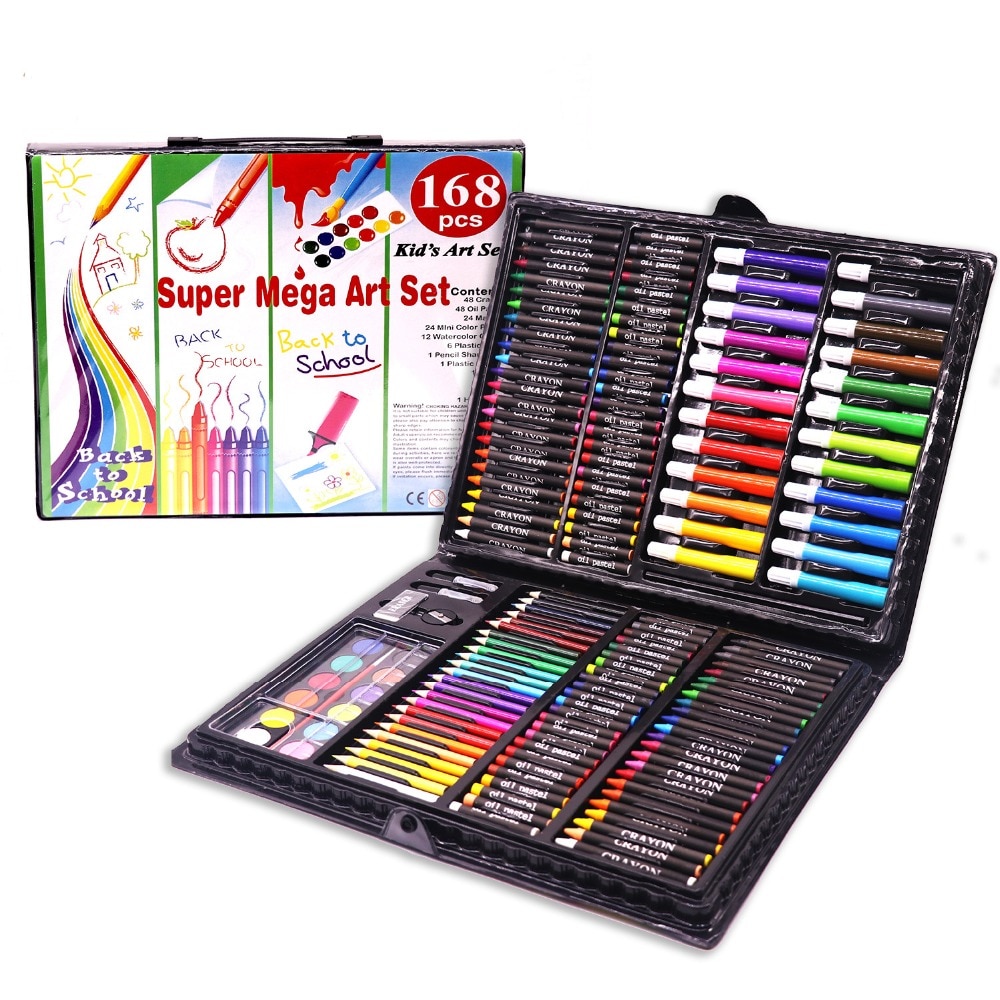 168Pcs Tekening Art Set School Schilderen Pen Marker Aquarel Borstel Voor Kids Box Art Supplies