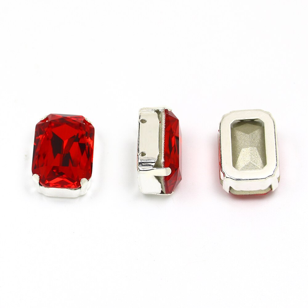 13*18mm 30 rechthoekige kristal naai-op losse platte strass steentjes met klauw naai-strass steentjes voor handwerkkleding