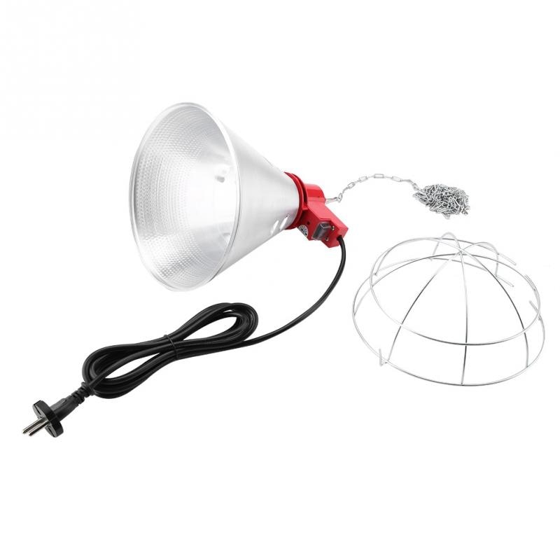 Pantalla de calor rojo infrarroja de 220V con luz de ajuste de alta temperatura para aves de corral, pollitos, reptiles, lámpara para calentador, enchufe de la UE