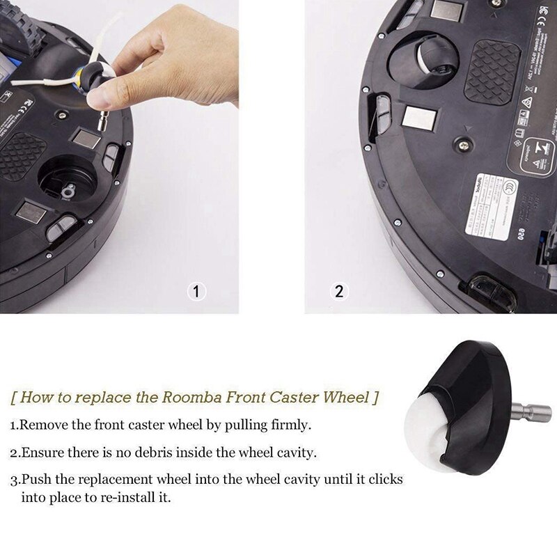 Reemplazo de Roomba rueda de ruedas para Roomba 980, 960, 770, 780, 690, 650(500, 600, 700, 800 y 900 Series) piezas de aspiradora 2 uds de la rueda delantera