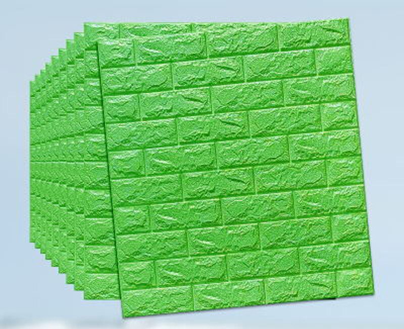 Pegatinas de espuma 3D para pared, de ladrillo, autoadhesivos impermeables para decoración del hogar, habitación de niños, sala de estar: Fruit Green