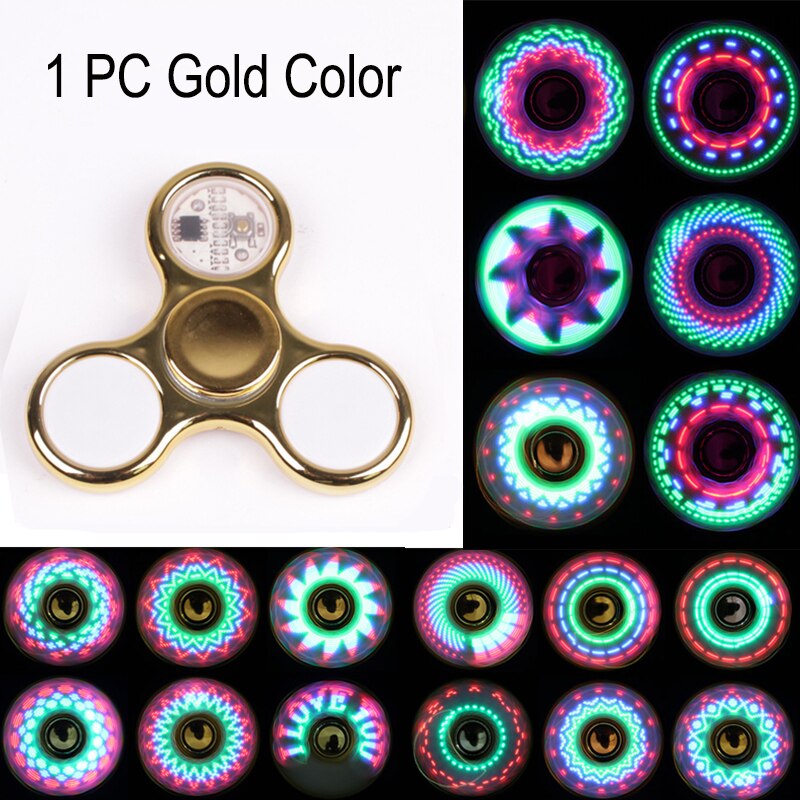 Luminous Fidget Spinner LED Light Up Changeable Hand Spinners Adult Glowing Spiner Stress Relief Toys For Kids: Gold