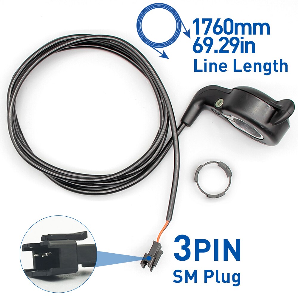 Electric Bike Right Thumb Throttle WUXING FT21X Finger Throttle 24V 36V 48V 60V 72V Universal,Waterproof/SM Connector