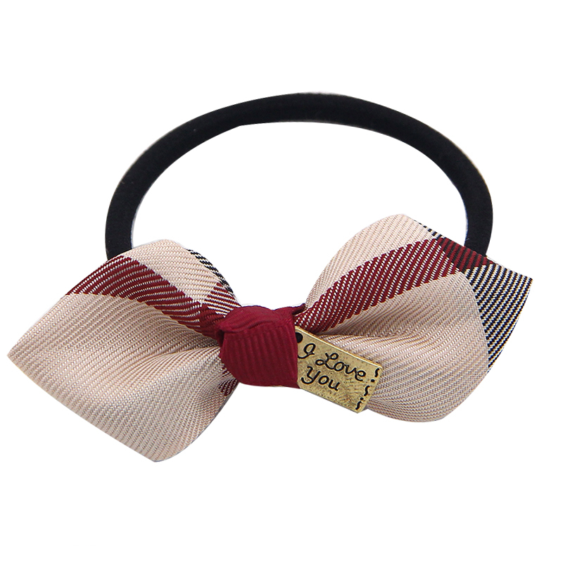 Mode geruite lederen band haarcirkel vlinderknoop haartouw stropdas haartouw dameshoofdtooi Haarspeld Haaraccessoires
