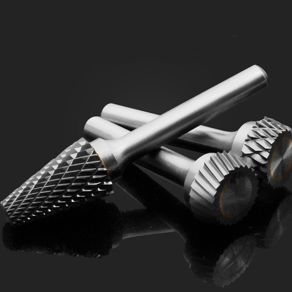 Conical Flat Head Hard Tungsten Steel Wood Carving Tool Grinding Head Milling Cutter S-shaped Rotating Cutter Double Slot